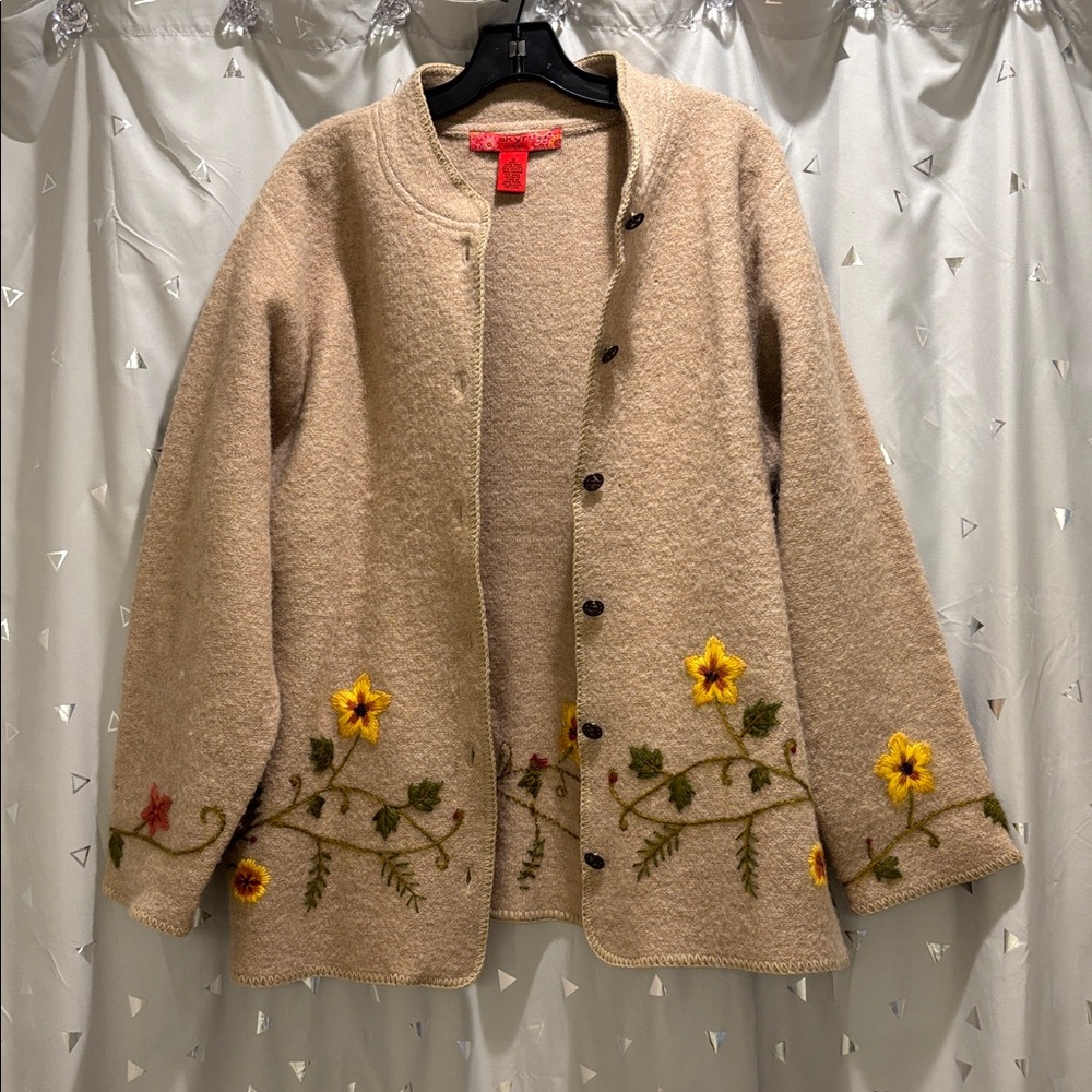 Sky Beige Wool Blend Cardigan
